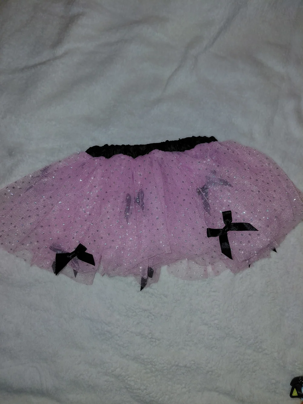 Pink Glitter Tutu Skirt with Black Bows - Kids Bottoms